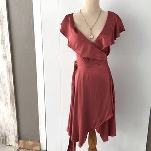 Elegant Red Wrap Dress